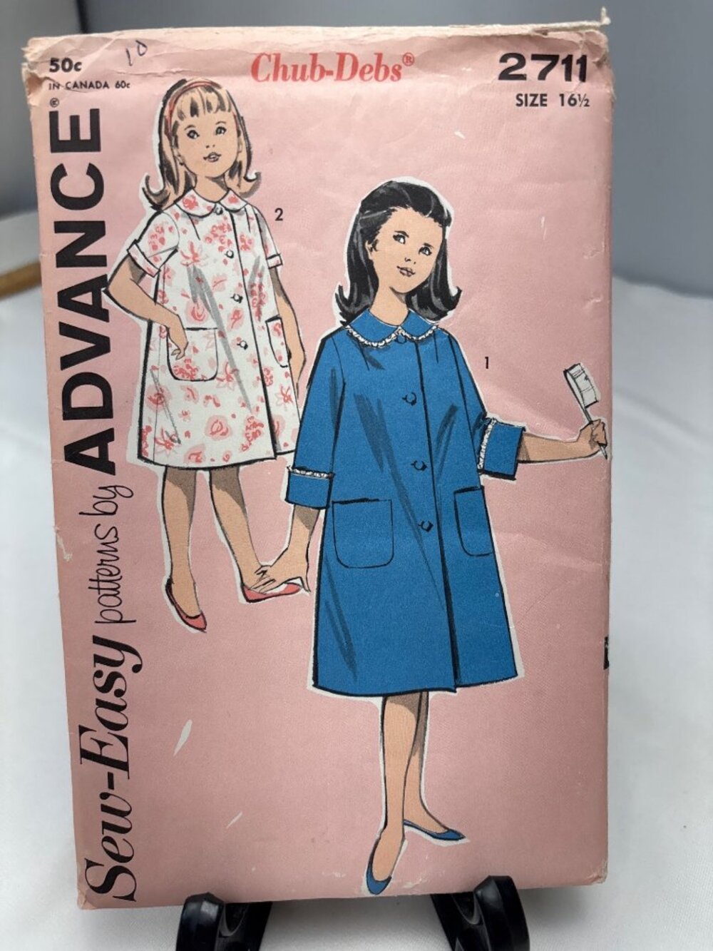 Advance Chub-Debs 2711 Girls Robe Sewing Pattern Size 16.5 Vintage 60s Complete